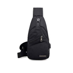 Large Capacity Diagonal Men's Shoulder Bag with USB Charging Port