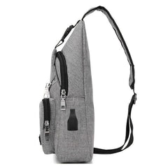 Large Capacity Diagonal Men's Shoulder Bag with USB Charging Port