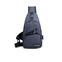 Large Capacity Diagonal Men's Shoulder Bag with USB Charging Port