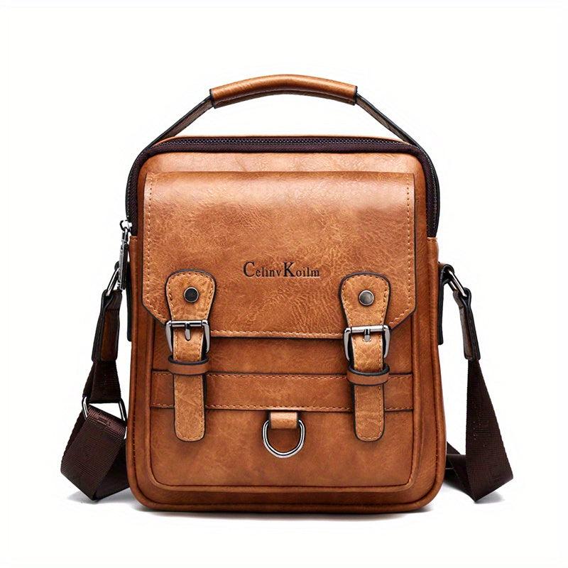 Business Commuter Crossbody Bag Large Capacity Leather Messenger