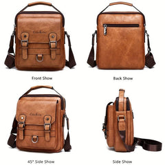 Business Commuter Crossbody Bag Large Capacity Leather Messenger