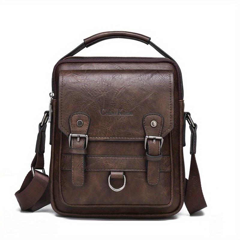 Business Commuter Crossbody Bag Large Capacity Leather Messenger