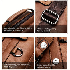 Business Commuter Crossbody Bag Large Capacity Leather Messenger