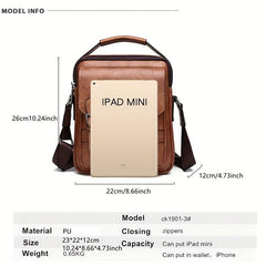 Business Commuter Crossbody Bag Large Capacity Leather Messenger