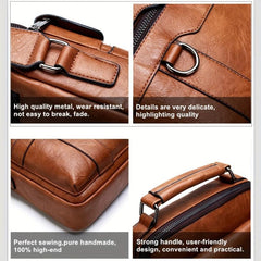 Men's Business PU Leather Crossbody Bag Large Capacity