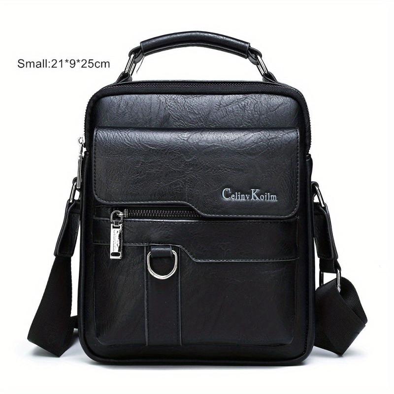 Men's Business PU Leather Crossbody Bag Large Capacity