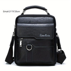Men's Business PU Leather Crossbody Bag Large Capacity