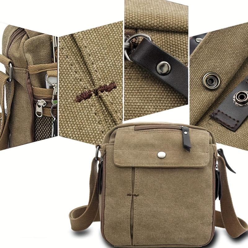 Men's Canvas Small Messenger Bag Casual Shoulder Bag Chest Bag