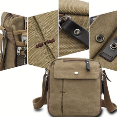 Men's Canvas Small Messenger Bag Casual Shoulder Bag Chest Bag