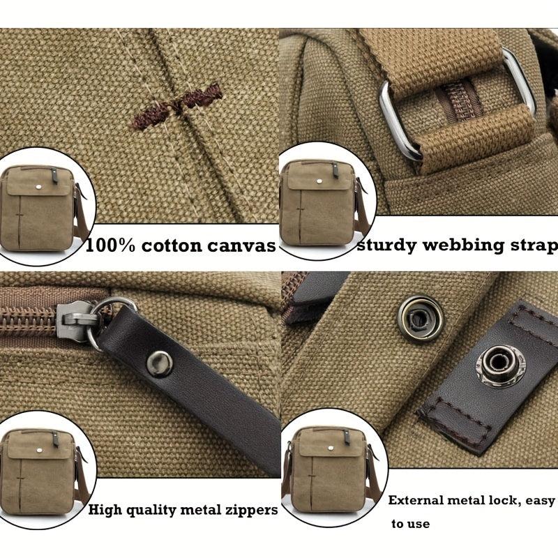 Men's Canvas Small Messenger Bag Casual Shoulder Bag Chest Bag