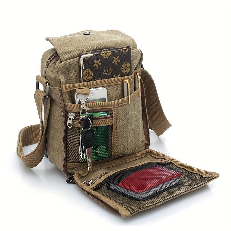 Men's Canvas Small Messenger Bag Casual Shoulder Bag Chest Bag