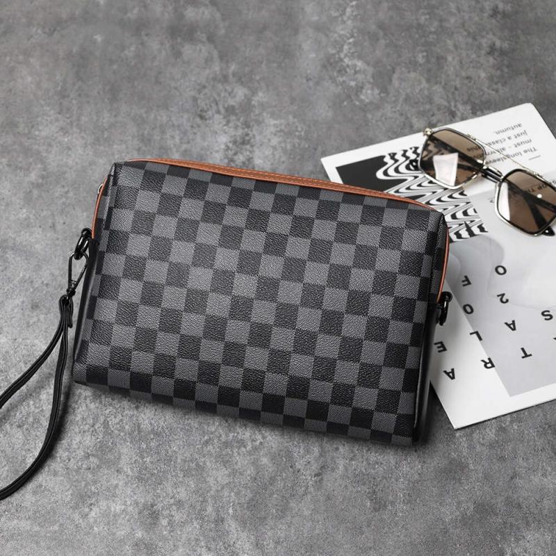 Men's Plaid Crossbody Bag Shoulder Bag For Travel Work Casual Messenger Bag