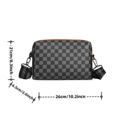 Men's Plaid Crossbody Bag Shoulder Bag For Travel Work Casual Messenger Bag