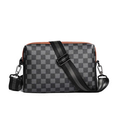 Men's Plaid Crossbody Bag Shoulder Bag For Travel Work Casual Messenger Bag