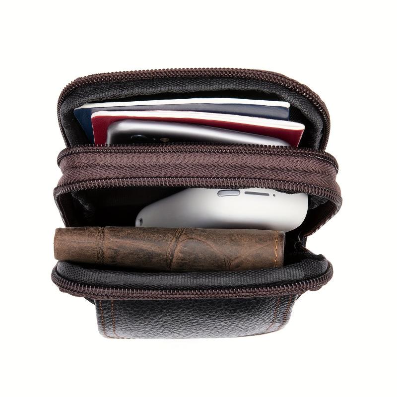 Men's Casual Leather Crossbody Bag Top Layer Cowhide Waist Bag
