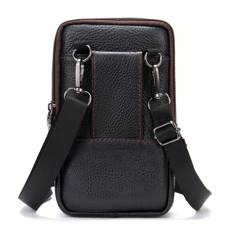 Men's Casual Leather Crossbody Bag Top Layer Cowhide Waist Bag