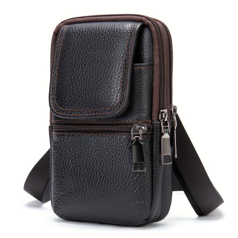 Men's Casual Leather Crossbody Bag Top Layer Cowhide Waist Bag