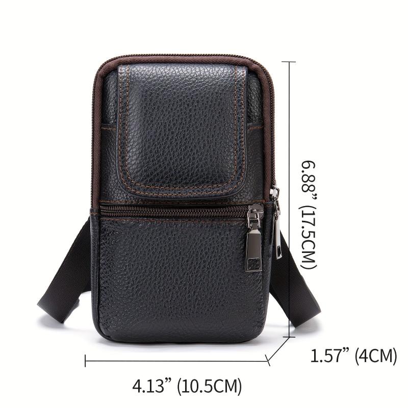 Men's Casual Leather Crossbody Bag Top Layer Cowhide Waist Bag