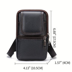 Men's Casual Leather Crossbody Bag Top Layer Cowhide Waist Bag