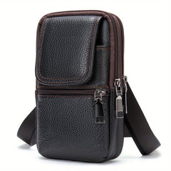 Men's Casual Leather Crossbody Bag Top Layer Cowhide Waist Bag