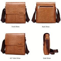 Men's Leather Crossbody Bag Vertical Chest Bag Large Capacity Satchel