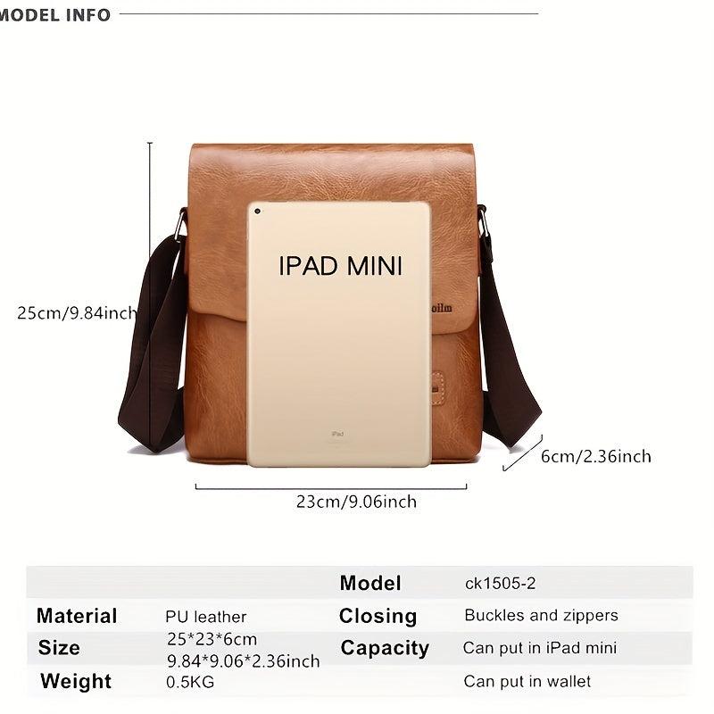 Men's Leather Crossbody Bag Vertical Chest Bag Large Capacity Satchel