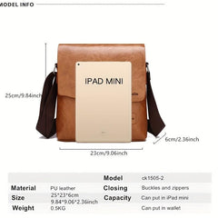 Men's Leather Crossbody Bag Vertical Chest Bag Large Capacity Satchel