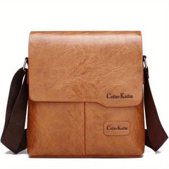 Men's Leather Crossbody Bag Vertical Chest Bag Large Capacity Satchel