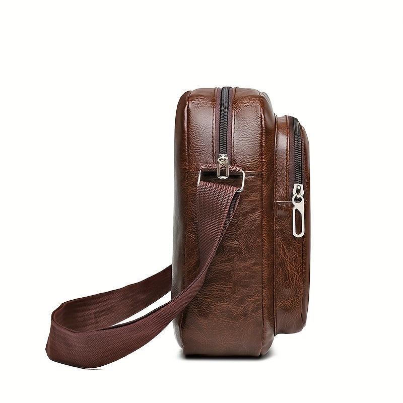 Men's Business Casual Crossbody Bag Soft Leather Small Backpack