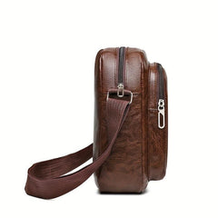 Men's Business Casual Crossbody Bag Soft Leather Small Backpack
