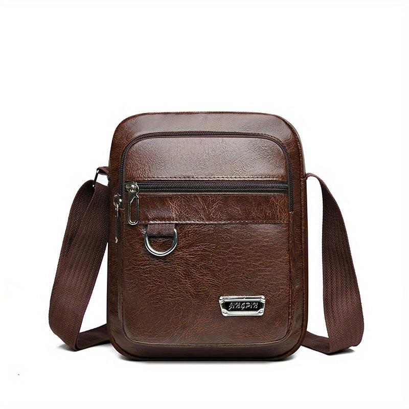 Men's Business Casual Crossbody Bag Soft Leather Small Backpack