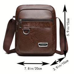 Men's Business Casual Crossbody Bag Soft Leather Small Backpack