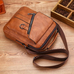 Men's Waterproof Business Crossbody Bag Vintage PU Leather Handbag