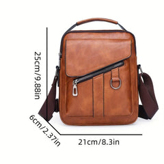 Men's Waterproof Business Crossbody Bag Vintage PU Leather Handbag