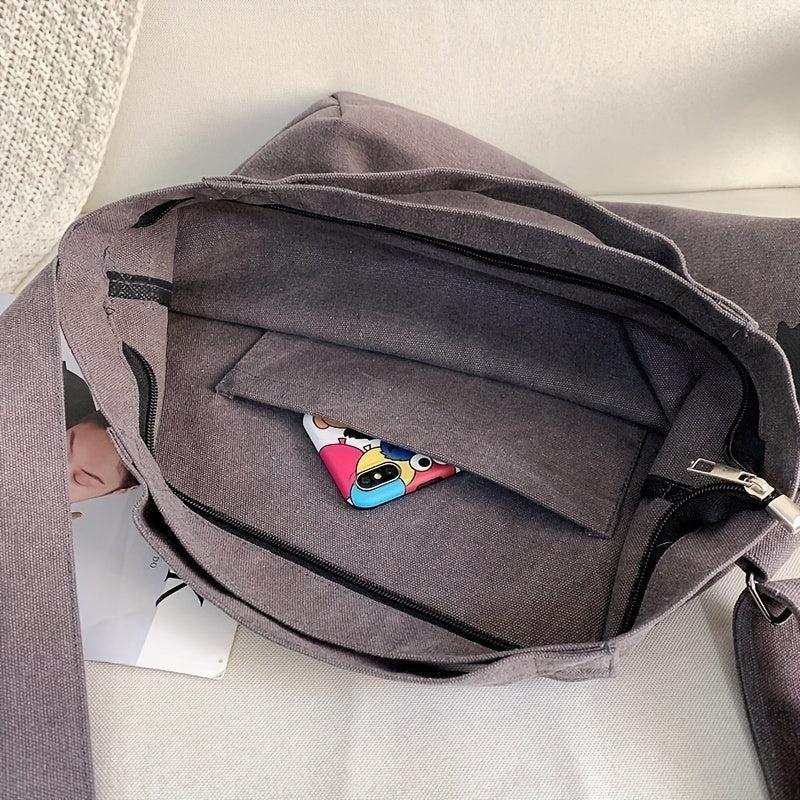 Men's Canvas Print Shoulder Messenger Bag Large Capacity