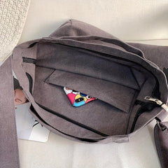 Men's Canvas Print Shoulder Messenger Bag Large Capacity