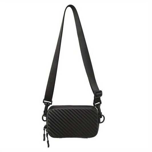 Men's Solid Box Shaped Crossbody Bag with Adjustable Strap
