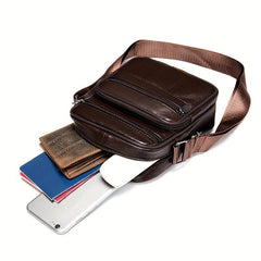 Men's Cow Leather Single Shoulder Crossbody Bag
