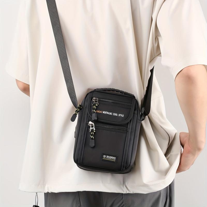 Men's Casual Vertical Shoulder Bag Nylon Cloth Crossbody Bag