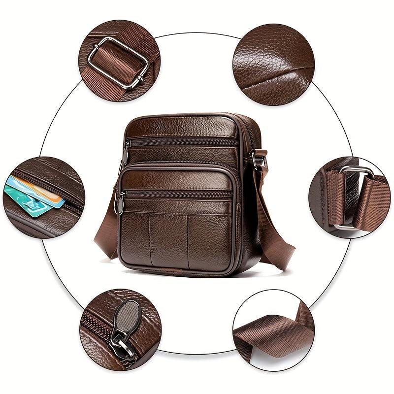 Men's First Layer Cowhide Crossbody Bag Business Leather Shoulder Bag
