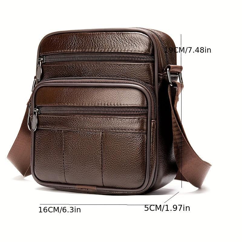 Men's First Layer Cowhide Crossbody Bag Business Leather Shoulder Bag