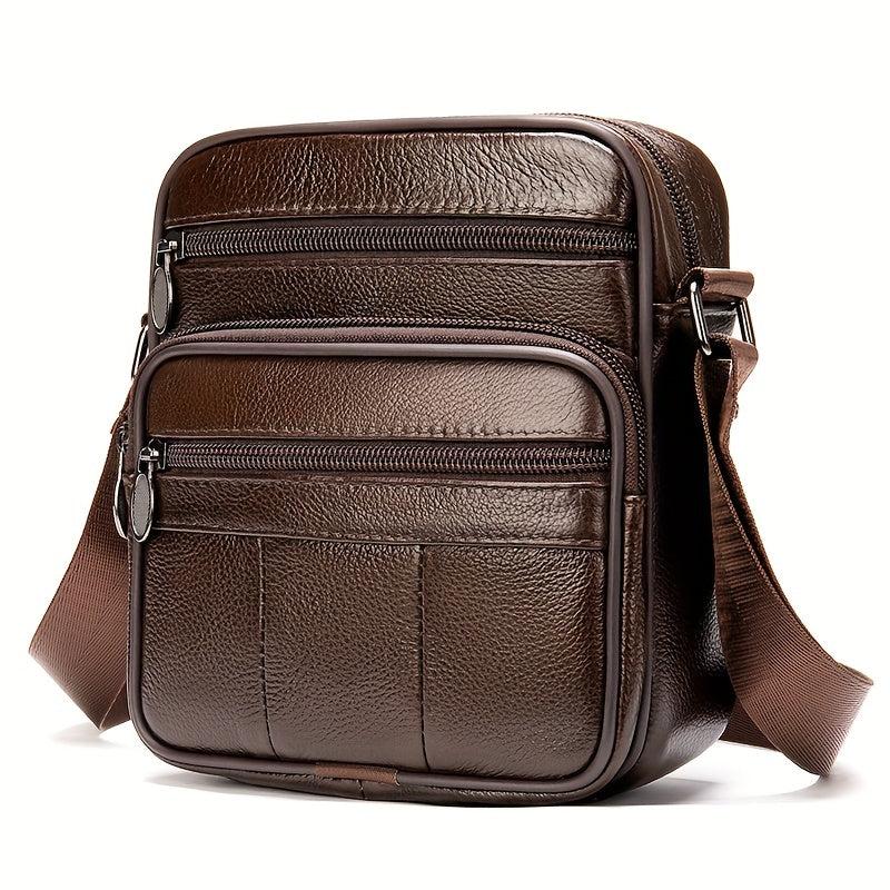 Men's First Layer Cowhide Crossbody Bag Business Leather Shoulder Bag