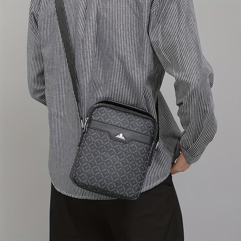 Men's Casual PU Leather Print Crossbody Bag Handbags
