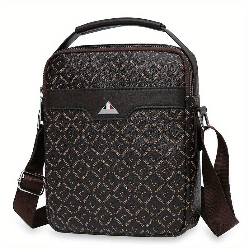 Men's Casual PU Leather Print Crossbody Bag Handbags
