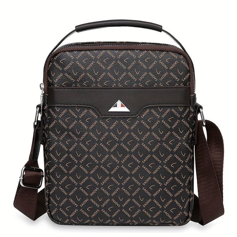 Men's Casual PU Leather Print Crossbody Bag Handbags
