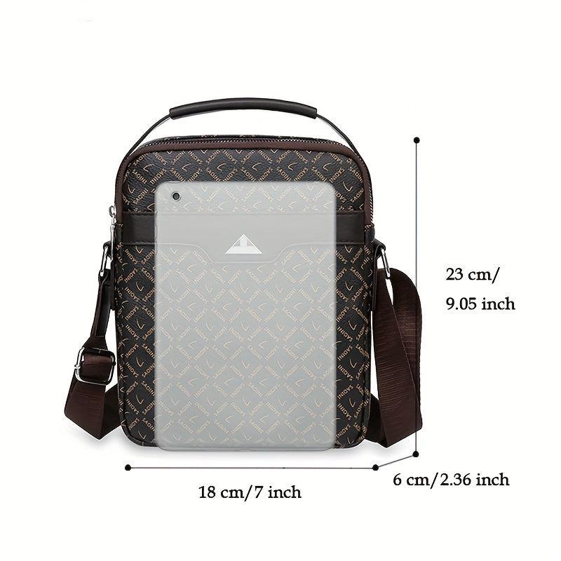 Men's Casual PU Leather Print Crossbody Bag Handbags