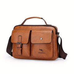 Men's Business Casual Messenger Bag PU Leather Horizontal Shoulder Bag Briefcase