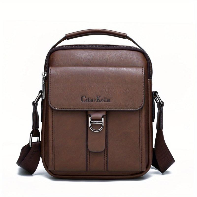 Men's Casual PU Leather Crossbody Bag Business Shoulder