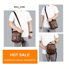 Men's Casual PU Leather Crossbody Bag Business Shoulder