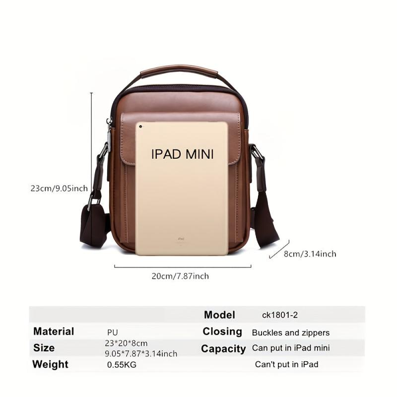 Men's Casual PU Leather Crossbody Bag Business Shoulder